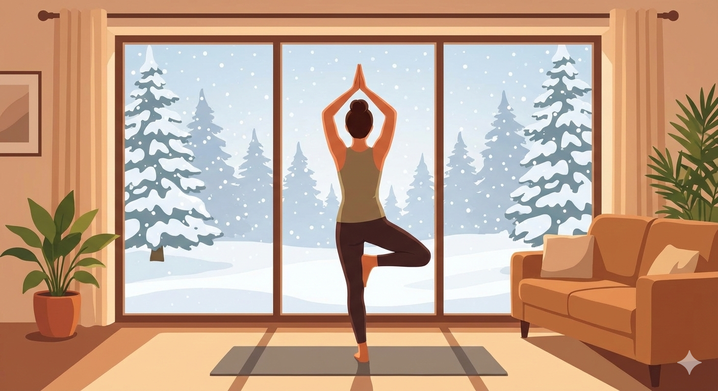 This image visually reinforces your advice to stay active indoors during bad weather.
