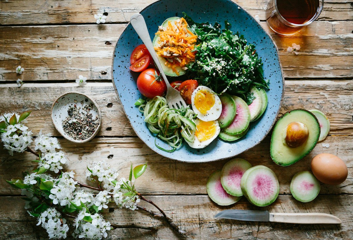 A healthy balanced meal prepared on a table